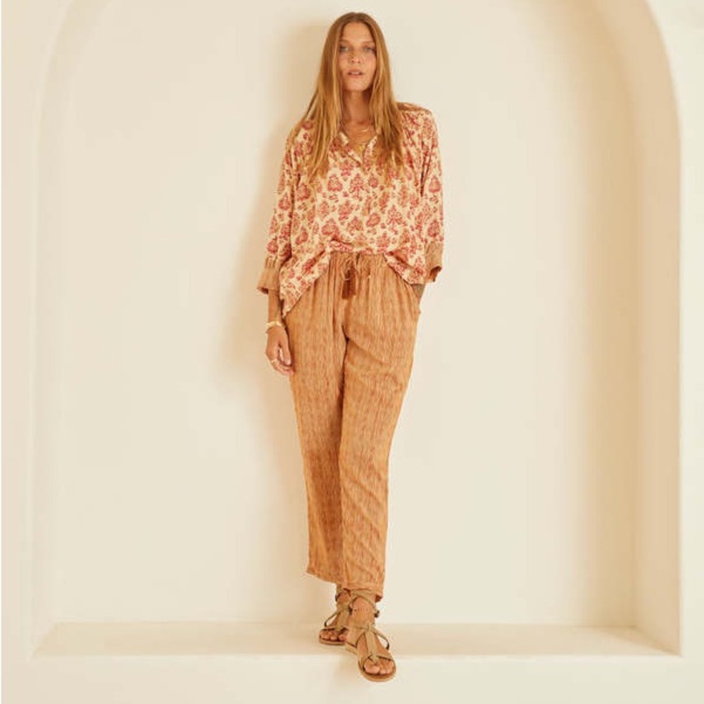 NATALIE MARTIN BIANCA PANT - WOBBLY STRIPE COCOA Size Medium